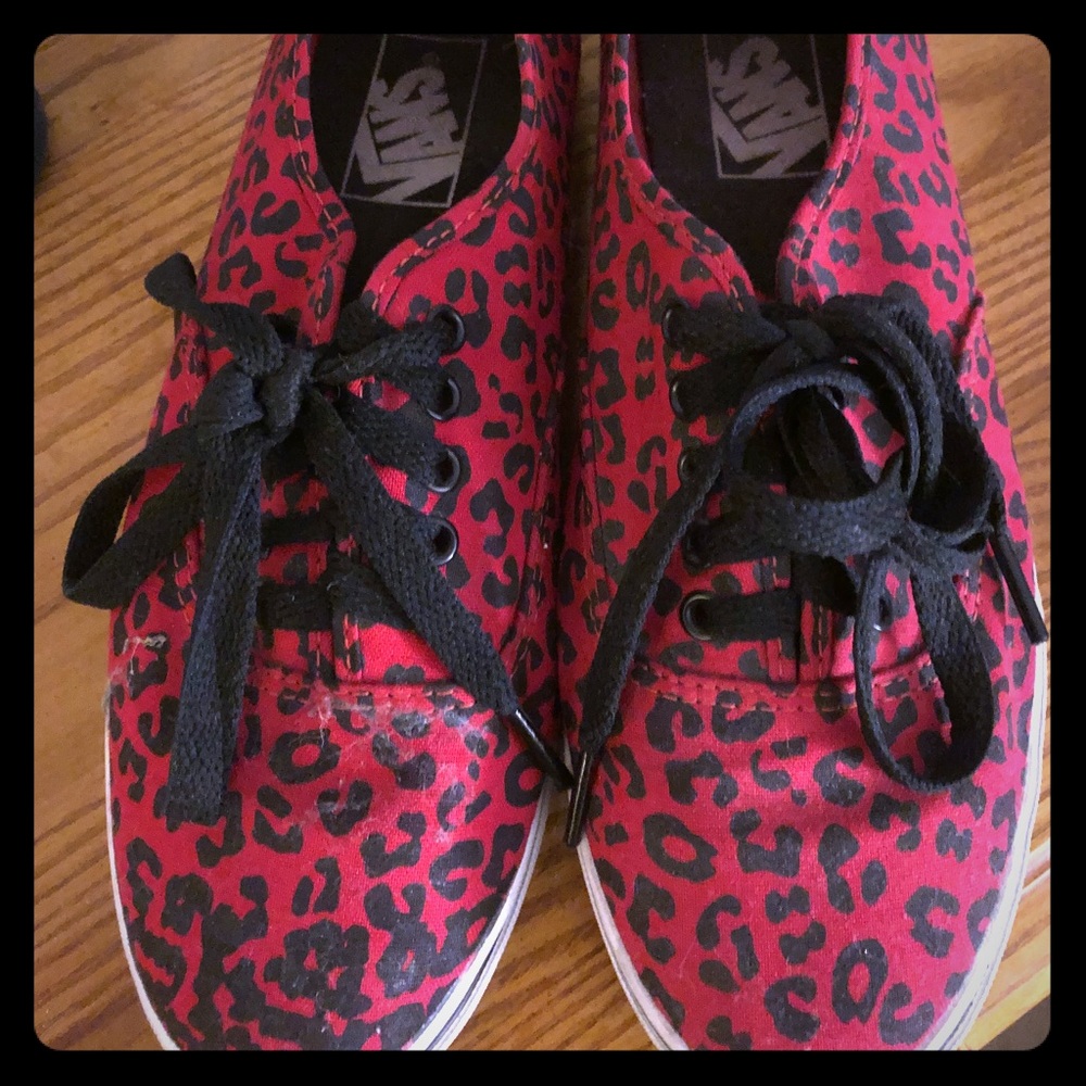 Vans red leopard print lo pro